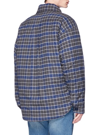 Back View - Click To Enlarge - BALENCIAGA - Check plaid padded flannel oversized shirt jacket