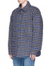 Front View - Click To Enlarge - BALENCIAGA - Check plaid padded flannel oversized shirt jacket