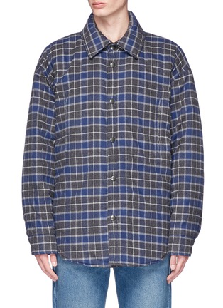 Main View - Click To Enlarge - BALENCIAGA - Check plaid padded flannel oversized shirt jacket