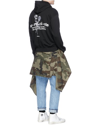 Figure View - Click To Enlarge - MAGIC STICK - 'Appreciate' print rose embroidered hoodie