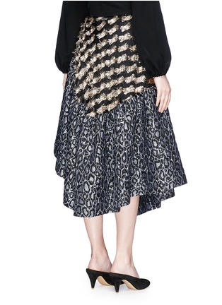 Back View - Click To Enlarge - ANAÏS JOURDEN - Asymmetric confetti fil coupé and leopard jacquard skirt