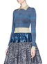 Front View - Click To Enlarge - ANAÏS JOURDEN - Stripe metallic rib knit cardigan