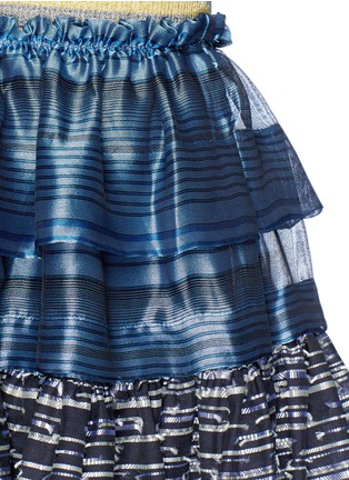 Detail View - Click To Enlarge - ANAÏS JOURDEN - 'Silver Glint' stripe tiered organza and fil coupé skirt