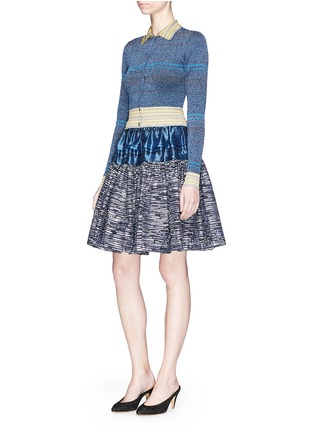 Figure View - Click To Enlarge - ANAÏS JOURDEN - 'Silver Glint' stripe tiered organza and fil coupé skirt