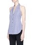 Front View - Click To Enlarge - KHAITE - 'Faye' halterneck cotton shirting vest
