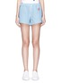 Main View - Click To Enlarge - ÊTRE CÉCILE - 'Retro' logo embroidered drawstring denim shorts