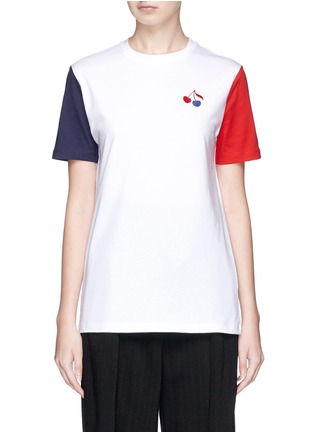 Main View - Click To Enlarge - ÊTRE CÉCILE - Cherry embroidered colourblock T-shirt