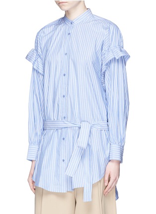 Front View - Click To Enlarge - ENFÖLD - Ruffle stripe cotton poplin shirt dress
