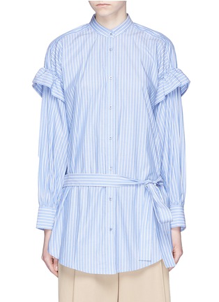 Main View - Click To Enlarge - ENFÖLD - Ruffle stripe cotton poplin shirt dress