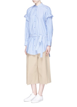 Figure View - Click To Enlarge - ENFÖLD - Ruffle stripe cotton poplin shirt dress