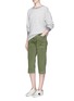 Figure View - Click To Enlarge - JAMES PERSE - Distressed twill cropped drawstring waist pants