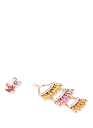  - FERRARI FIRENZE - 'Sole' diamond sapphire 18k rose gold tiered drop earrings