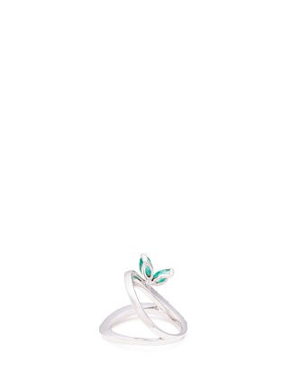 Figure View - Click To Enlarge - FERRARI FIRENZE - 'Blues' diamond emerald split shank leaf ring