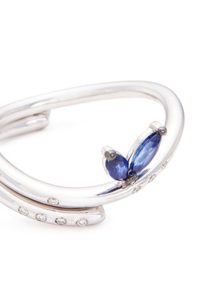 Detail View - Click To Enlarge - FERRARI FIRENZE - 'Blues' diamond sapphire 18k white gold tiered leaf ring