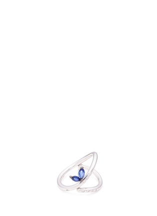 Figure View - Click To Enlarge - FERRARI FIRENZE - 'Blues' diamond sapphire 18k white gold tiered leaf ring
