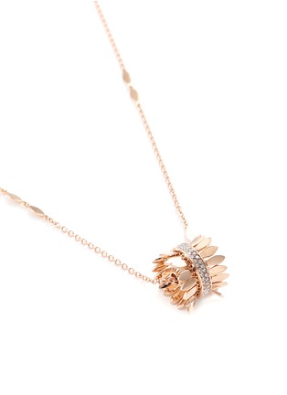 Figure View - Click To Enlarge - FERRARI FIRENZE - 'Sole' diamond 18k rose gold hoop leaf pendant necklace