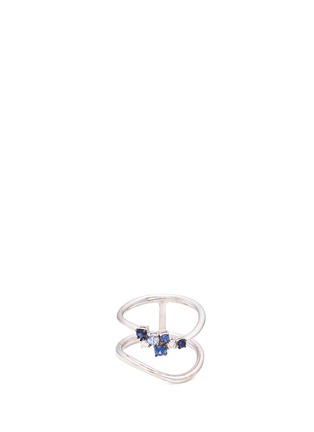 Main View - Click To Enlarge - FERRARI FIRENZE - 'Corolla' diamond sapphire 18k white gold two row ring