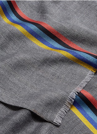 Detail View - Click To Enlarge - PAUL SMITH - Stripe wool-silk herringbone scarf