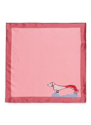Detail View - Click To Enlarge - PAUL SMITH - Watercolour dog print silk pocket square