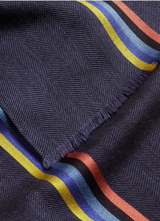 Detail View - Click To Enlarge - PAUL SMITH - Stripe wool-silk herringbone scarf