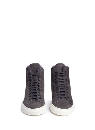 Front View - Click To Enlarge - COMMON PROJECTS - 'Tournament High Shearling' suede sneakers