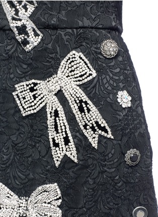 Detail View - Click To Enlarge - - - Glass embellished bow floral jacquard off-shoulder dress