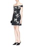 Figure View - Click To Enlarge - - - Glass embellished bow floral jacquard off-shoulder dress