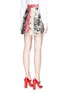 Back View - Click To Enlarge - - - Mixed jewelled button metallic graphic jacquard panel skirt