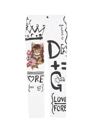Main View - Click To Enlarge - - - 'Girly' cat scribble print jeans