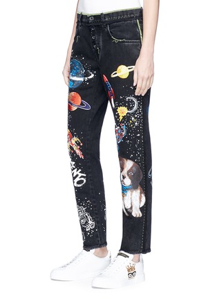 Front View - Click To Enlarge - - - Cosmic and Mimmo print boyfriend jeans