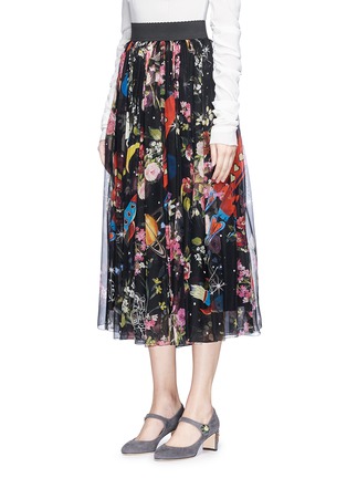 Front View - Click To Enlarge - - - Floral print silk chiffon skirt