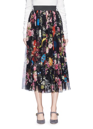 Main View - Click To Enlarge - - - Floral print silk chiffon skirt