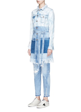 Front View - Click To Enlarge - 72877 - 'Loena' distressed belted denim coat