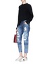 Figure View - Click To Enlarge - 72877 - 'Savanna' knit patchwork ripped cropped jeans