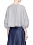Back View - Click To Enlarge - TIBI - Balloon sleeve stripe cropped top