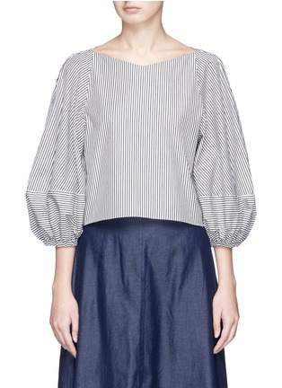 Main View - Click To Enlarge - TIBI - Balloon sleeve stripe cropped top