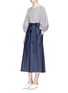 Figure View - Click To Enlarge - TIBI - Balloon sleeve stripe cropped top