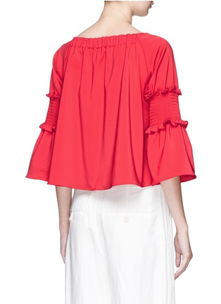 Back View - Click To Enlarge - TIBI - Smocked cropped faille top