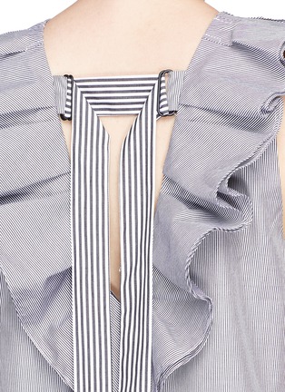 Detail View - Click To Enlarge - TIBI - Tie back ruffle stripe sleeveless top