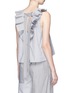 Back View - Click To Enlarge - TIBI - Tie back ruffle stripe sleeveless top