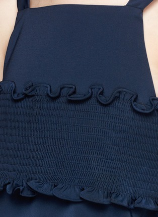 Detail View - Click To Enlarge - TIBI - Smocked bandeau overlay faille top