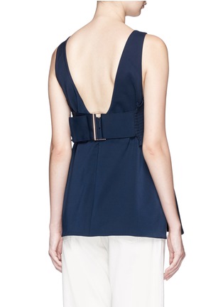 Back View - Click To Enlarge - TIBI - Smocked bandeau overlay faille top