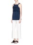 Figure View - Click To Enlarge - TIBI - Smocked bandeau overlay faille top