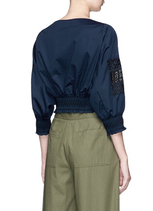 Back View - Click To Enlarge - TIBI - 'Cora' floral embroidery cropped poplin top