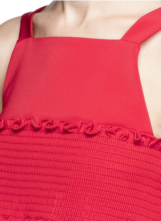 Detail View - Click To Enlarge - TIBI - Smocked bandeau overlay faille dress