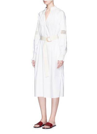 Figure View - Click To Enlarge - TIBI - 'Cora' floral embroidery belted poplin dress