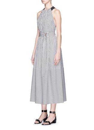 Front View - Click To Enlarge - TIBI - Strappy back belted stripe dress