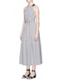 Front View - Click To Enlarge - TIBI - Strappy back belted stripe dress