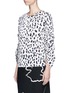 Front View - Click To Enlarge - TIBI - 'Cheetah On' ruched sleeve silk charmeuse top