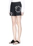Front View - Click To Enlarge - TIBI - 'Lore' abstract floral embroidered crepe shorts
